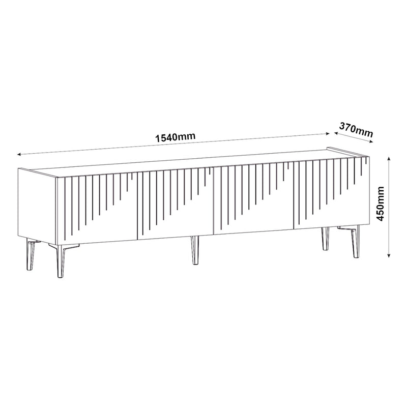 Schiță cotată Suport TV Oppdal 154x37x45cm pal [en.casa]