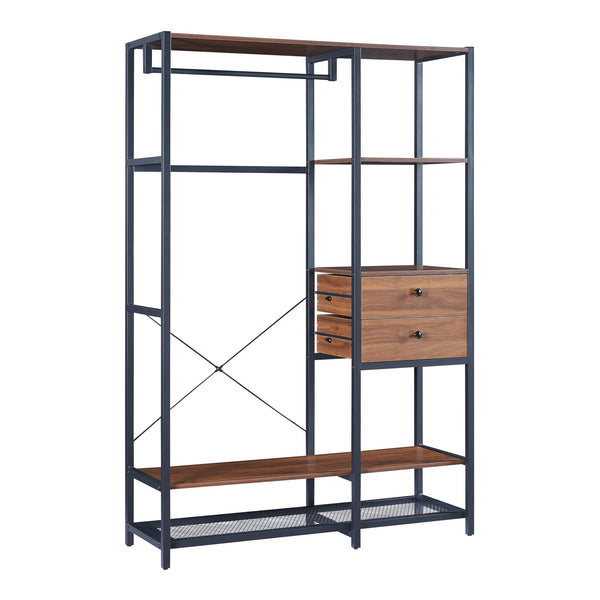 Suport haine Larem metal MDF negru/nuca [en.casa]