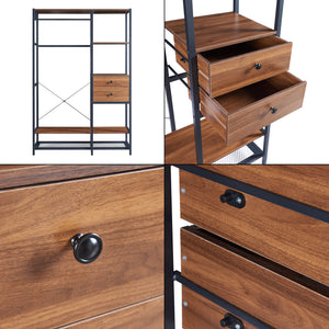 Suport haine Larem metal MDF negru/nuca [en.casa]