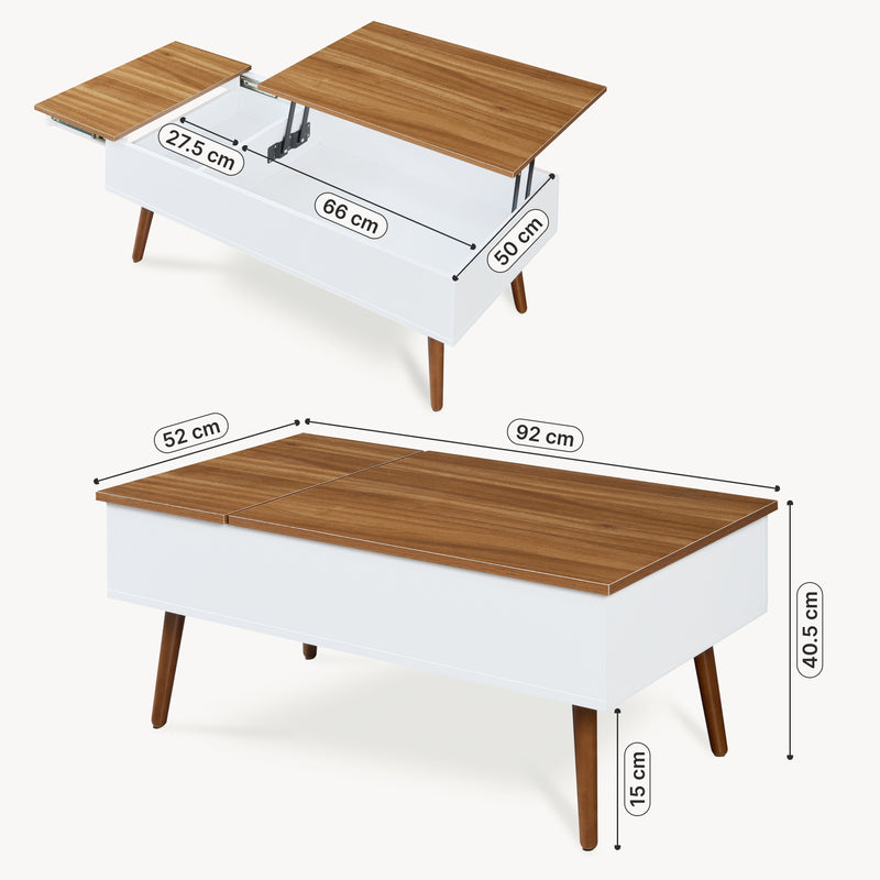 Schiță cotată Masuta cafea cu spatiu depozitare Flesen 92x52x40,5 cm [en.casa]