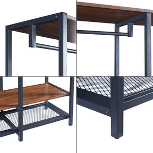 Suport haine Larem metal MDF negru/nuca [en.casa]