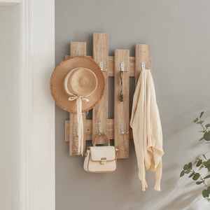 Cuier de perete Raseborg 80x60x3cm cu 16 agatatori [en.casa]