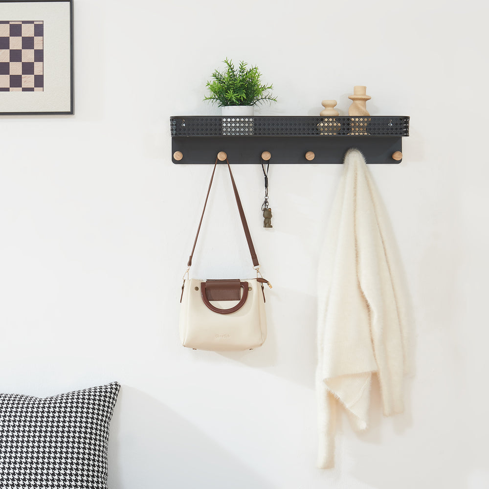 Cuier de perete cu raft Jäller 60x14x12 cm [en.casa]