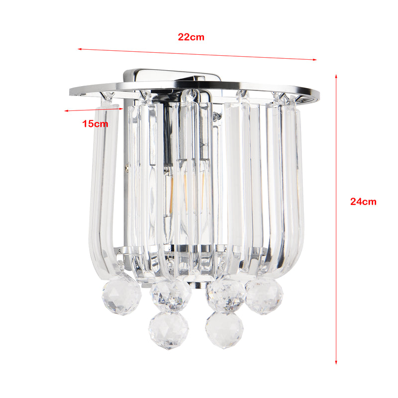 Schiță cotată Lampa perete Alnwick 24x22x15cm 1xE14 40W metal plastic culoarea cromului [lux.pro]