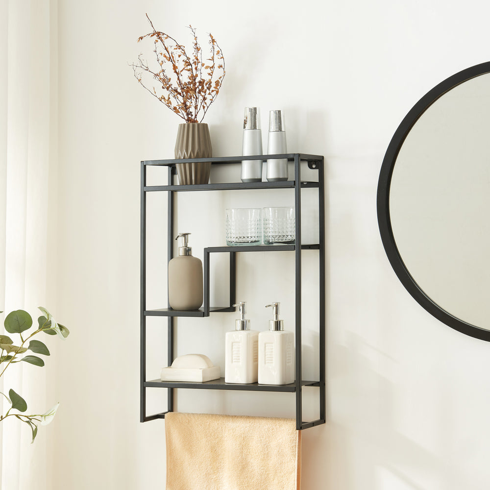 Raft perete Uurainen 60x40x13cm otel negru [en.casa]