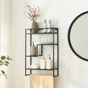 Raft perete Uurainen 60x40x13cm otel negru [en.casa]
