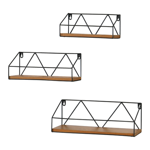 Wandregal Kolding 3tlg. verschiedene Größen Dunkler Holzton en.casa - premiumXL