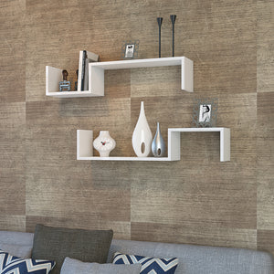 Set 2 buc raft perete Gram 19,5x95,4x19,5cm pal alb [en.casa]