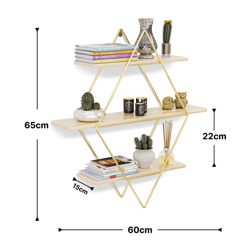 Schiță cotată Raft perete Heinävesi 65x60x15cm metal brad [en.casa]