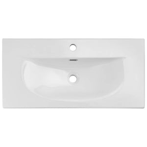 Set dulap perete baie cu lavoar 3x Newport efect stejar [en.casa]