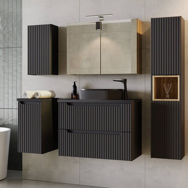 Set dulap baie XX Newport negru [en.casa]