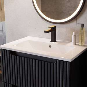 Set dulap perete baie cu lavoar Xx Newport negru [en.casa]