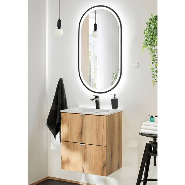 Set dulap sub chiuveta cu lavoar 97 Newport efect stejar [en.casa]