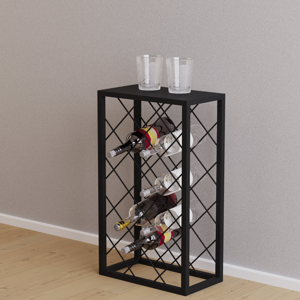 Weinregal Amasia aus Metall 74x45x22 cm Schwarz [en.casa] - premiumXL