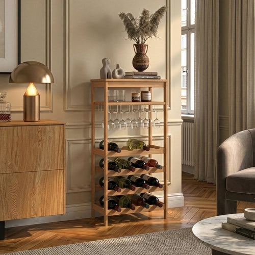 Suport sticle vin Fillby 100x47x29 cm bambus natur [en.casa]