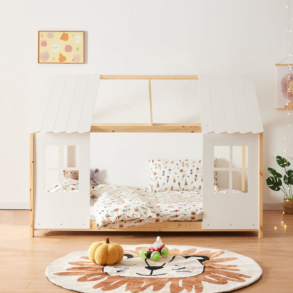 Halboffenes Kinderbett Tostedt mit Matratze [en.casa] - premiumXL