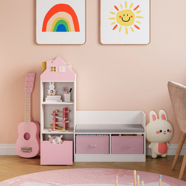 Banca cu raft pentru copii Vipsali 100x99x30 cm [en.casa]