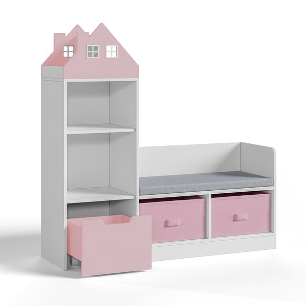 Banca cu raft pentru copii Vipsali 100x99x30 cm [en.casa]