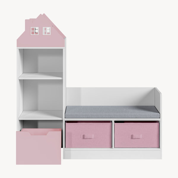 Banca cu raft pentru copii Vipsali 100x99x30 cm [en.casa]