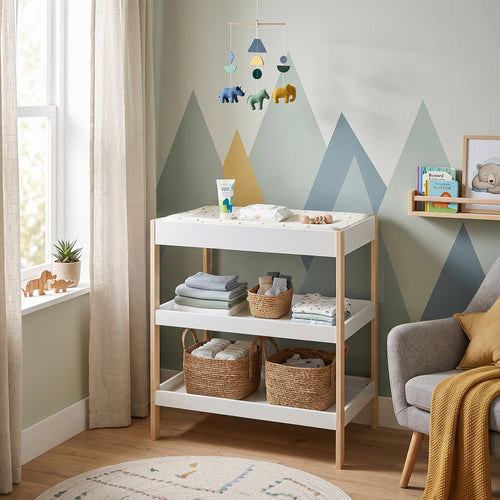 Masa de schimb Oupilu cu 2 rafturi 91x82x53 cm Alb [en.casa]