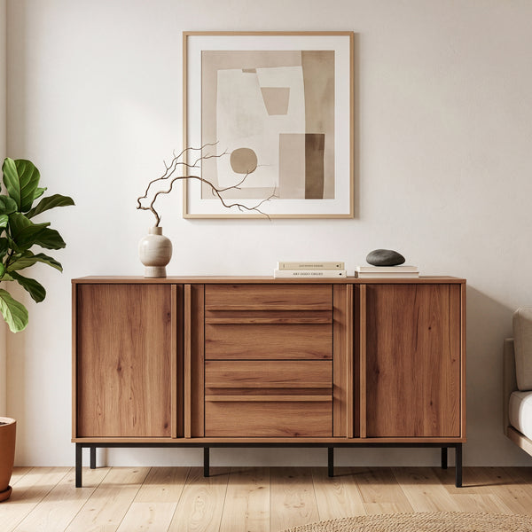 Sideboard Kilmandar 150x40x79 cm aspect nuc [en.casa]