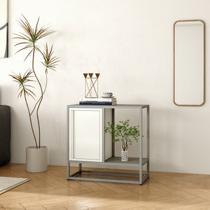 Sideboard Burlöv Stahl 70x72x35 cm Grau/Weiß [en.casa] - premiumXL