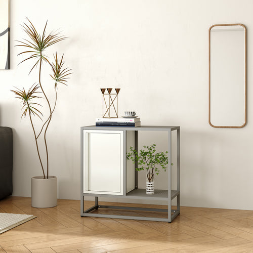 Sideboard Burlöv Stahl 70x72x35 cm Grau/Weiß [en.casa] - premiumXL