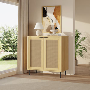 Comoda Lukhomso 83x80x40 cm efect stejar/efect ratan [en.casa]