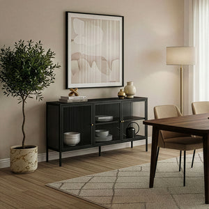 Vitrina Vinterhavn otel negru cu usi [en.casa]