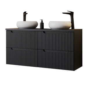 Set 2 dulap baie cu 2 lavoare Newport 120,4x71,5x40cm negru [en.casa]