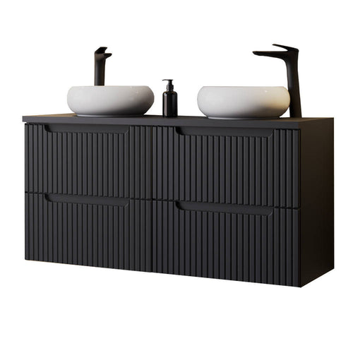 Set 2 dulap baie cu 2 lavoare Newport 120,4x71,5x40cm negru [en.casa]