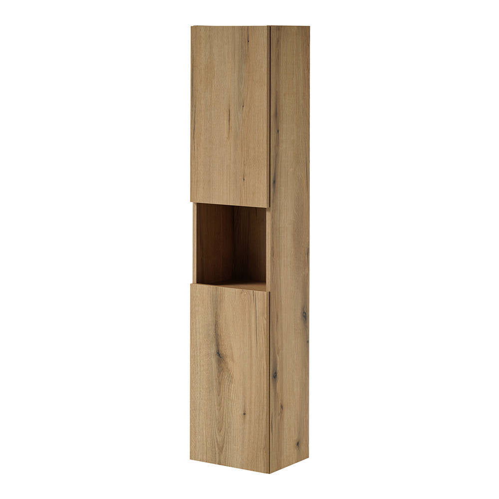 Dulap baie model Coast Evoke Oak Newport 30x140x25cm efect stejar cu 2 usi [en.casa]
