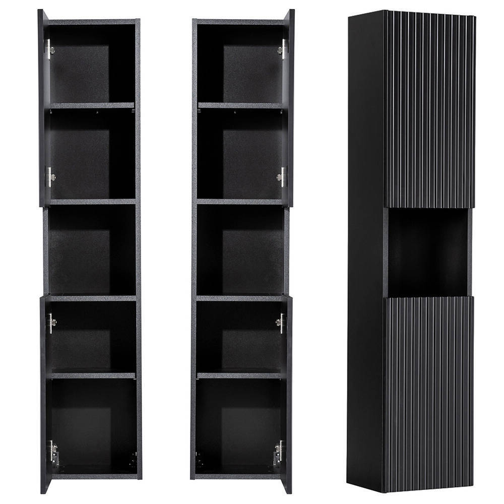 Dulap baie cu 2 usi Newport 30x140x25cm negru [en.casa]
