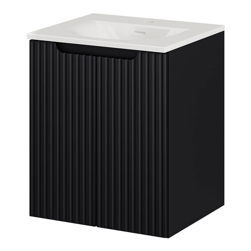 Set dulap perete baie cu lavoar Xx Newport negru [en.casa]