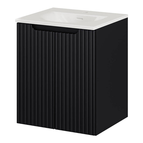Set dulap perete baie cu lavoar Xx Newport negru [en.casa]