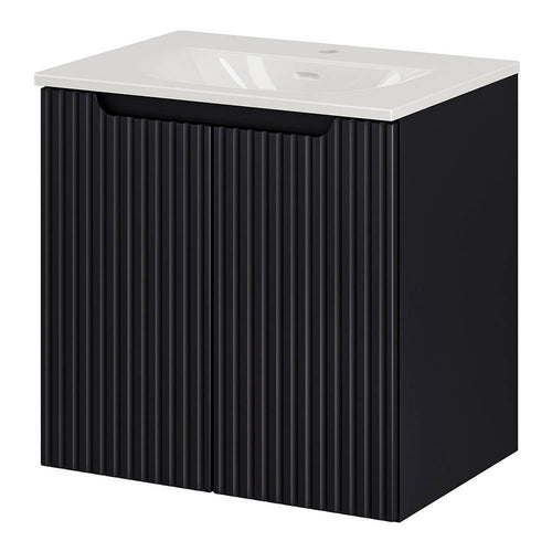 Set dulap perete baie cu lavoar Xx Newport negru [en.casa]