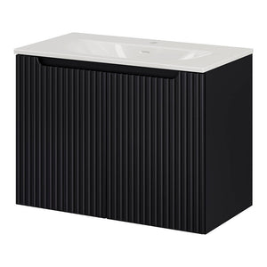 Set dulap perete baie cu lavoar Xx Newport negru [en.casa]