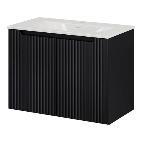 Set dulap perete baie cu lavoar Xx Newport negru [en.casa]